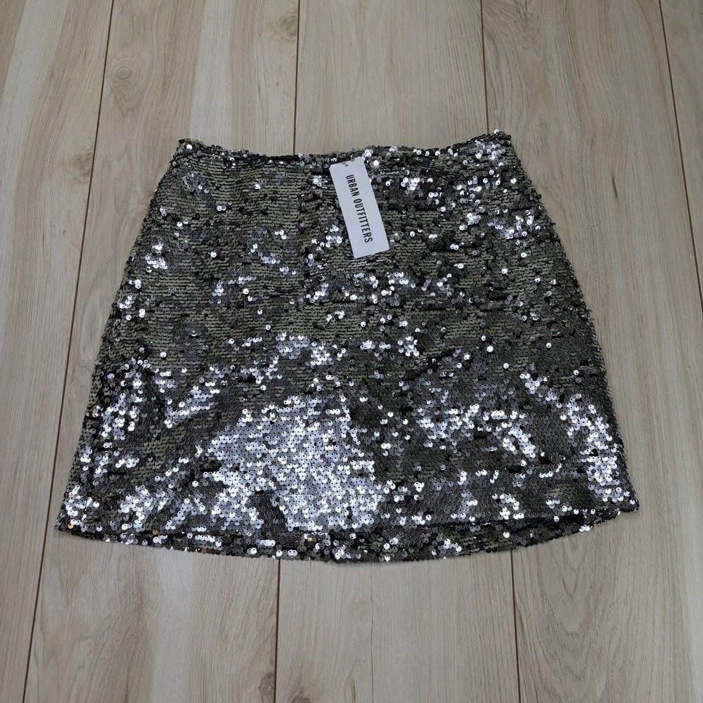 Urban Outfitters Silver Sequin Mini Skirt
